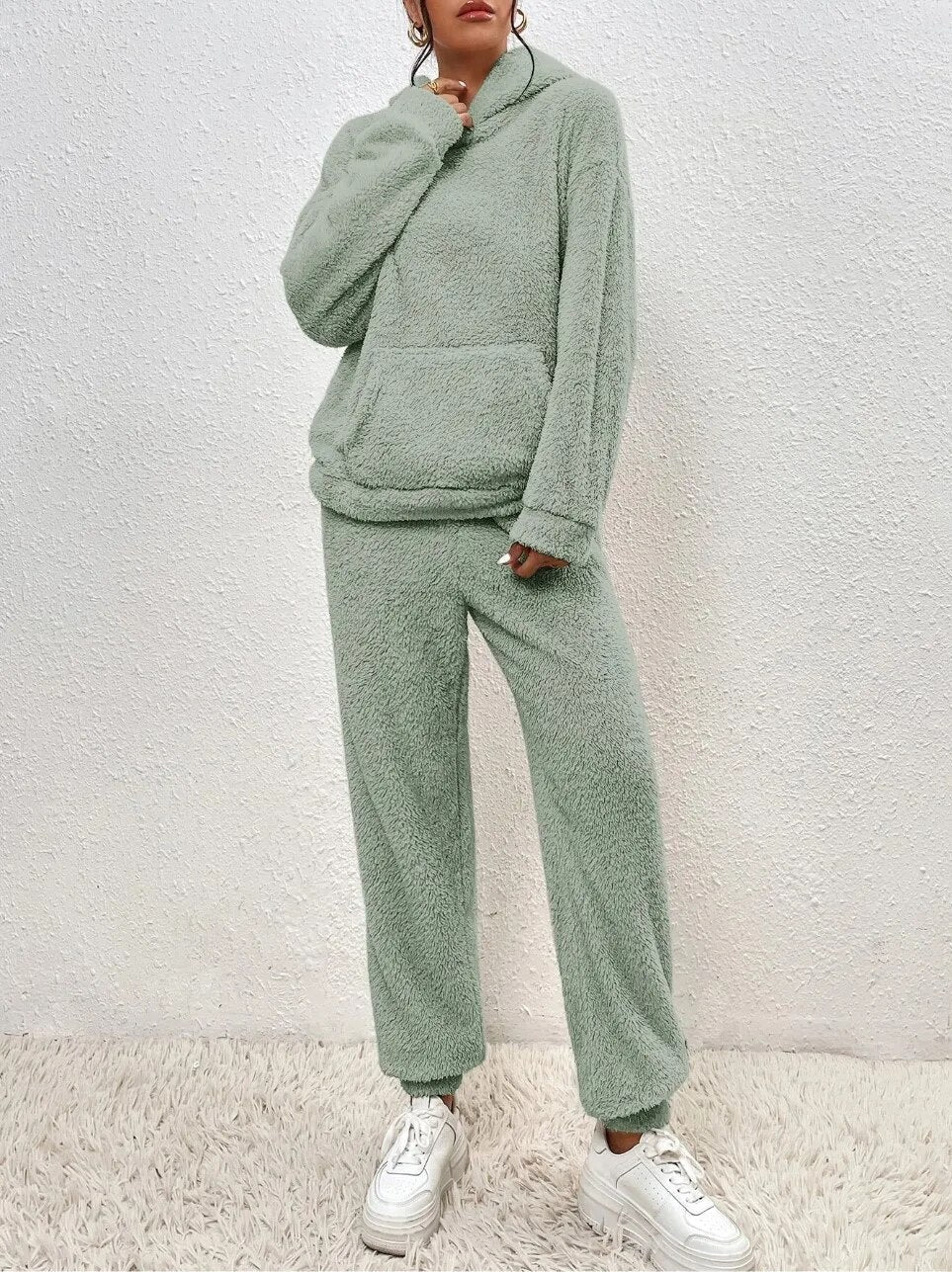 Women's Teddy Lounge Set – Hooded Cozy House Suit