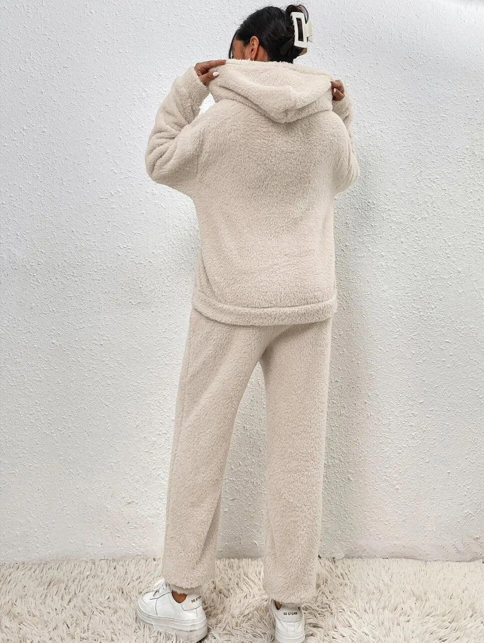 Women's Teddy Lounge Set – Hooded Cozy House Suit