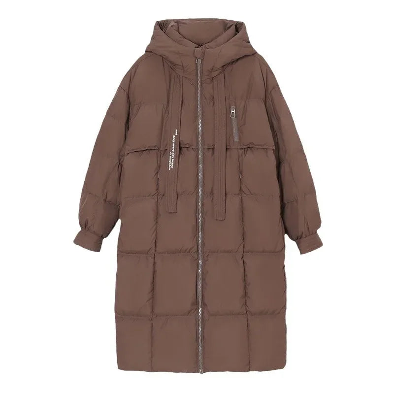 Women's Quilted Hooded Parka – Longline Cold Weather Winter Jacket