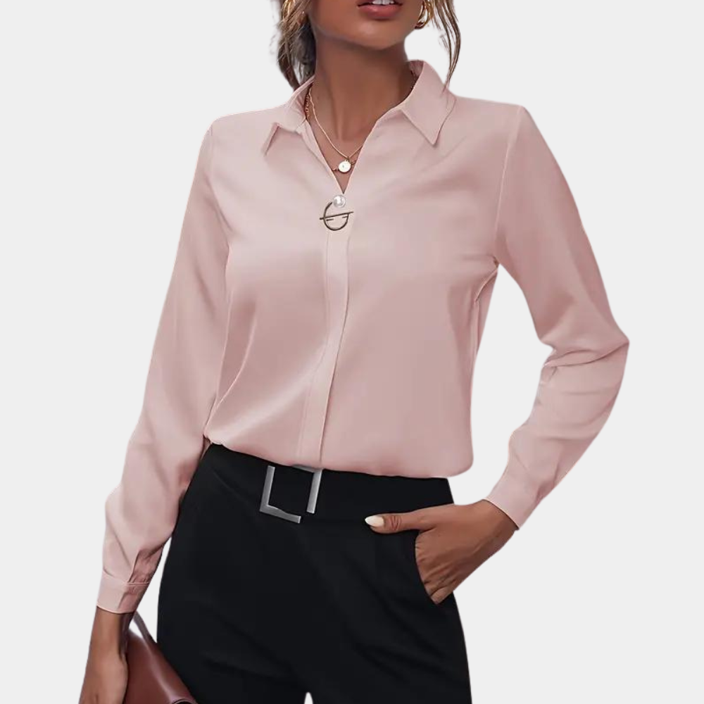 Women's Collared Blouse – Long Sleeve Office Blouse