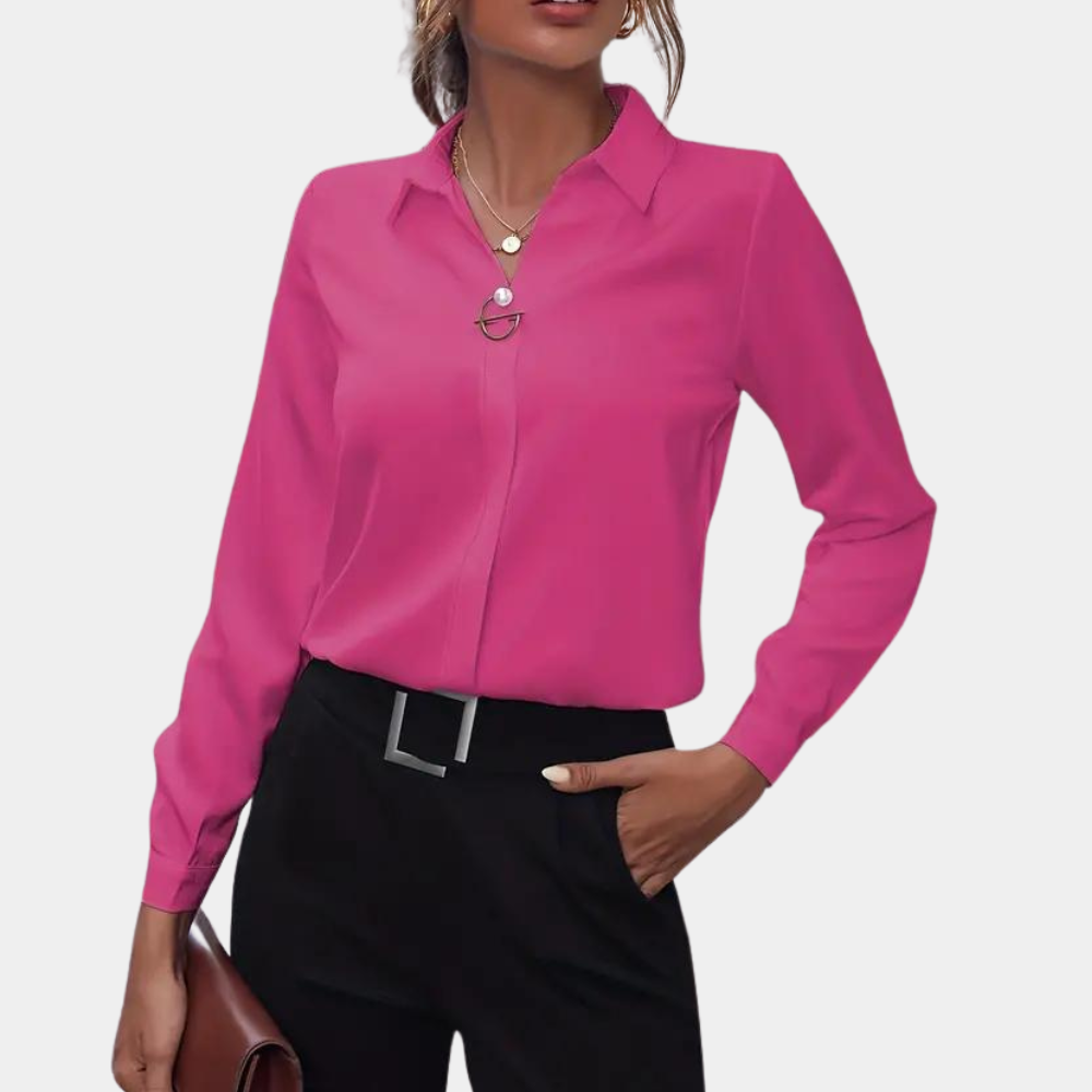 Women's Collared Blouse – Long Sleeve Office Blouse