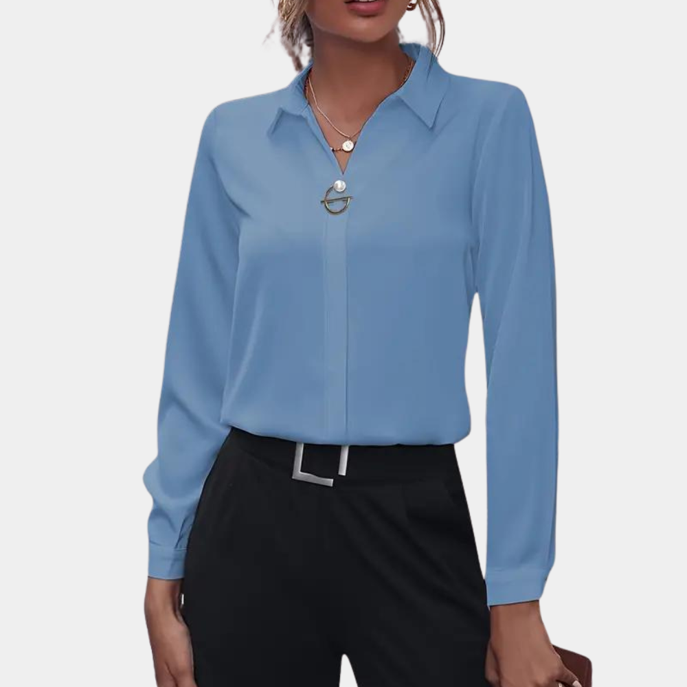 Women's Collared Blouse – Long Sleeve Office Blouse