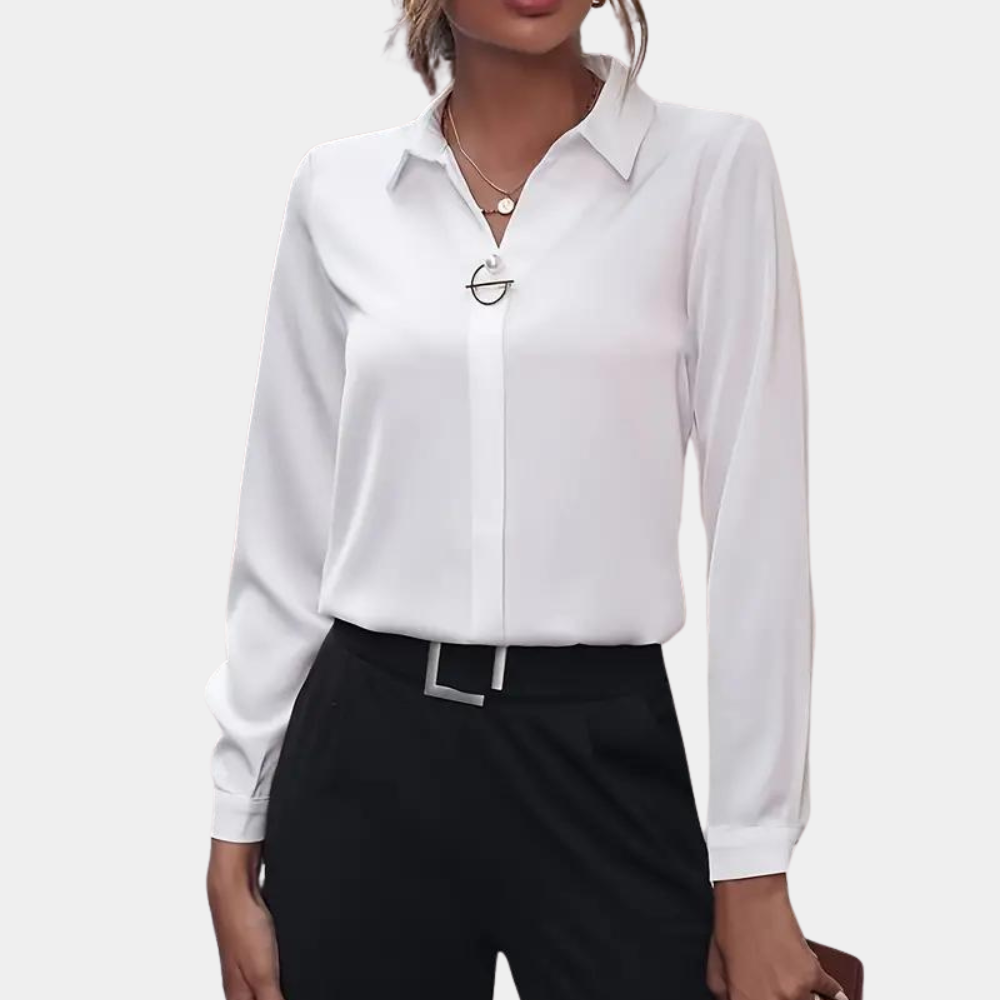 Women's Collared Blouse – Long Sleeve Office Blouse