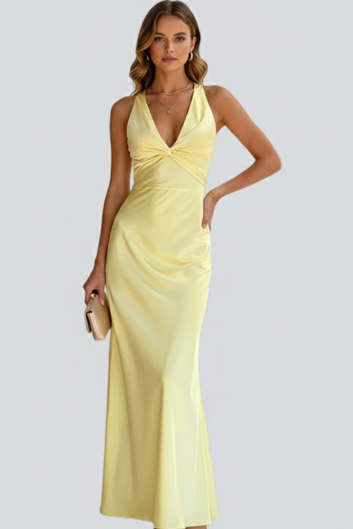 Women's Sleeveless Maxi Dress – V-Neck Occasion Dress