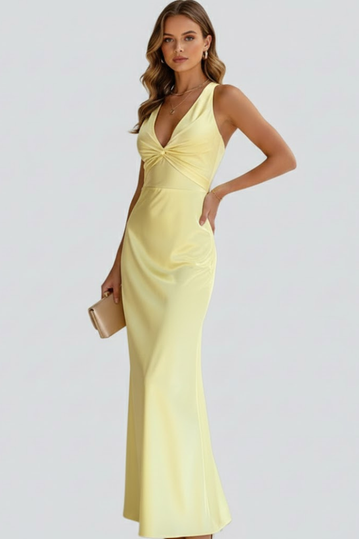 Women's Sleeveless Maxi Dress – V-Neck Occasion Dress
