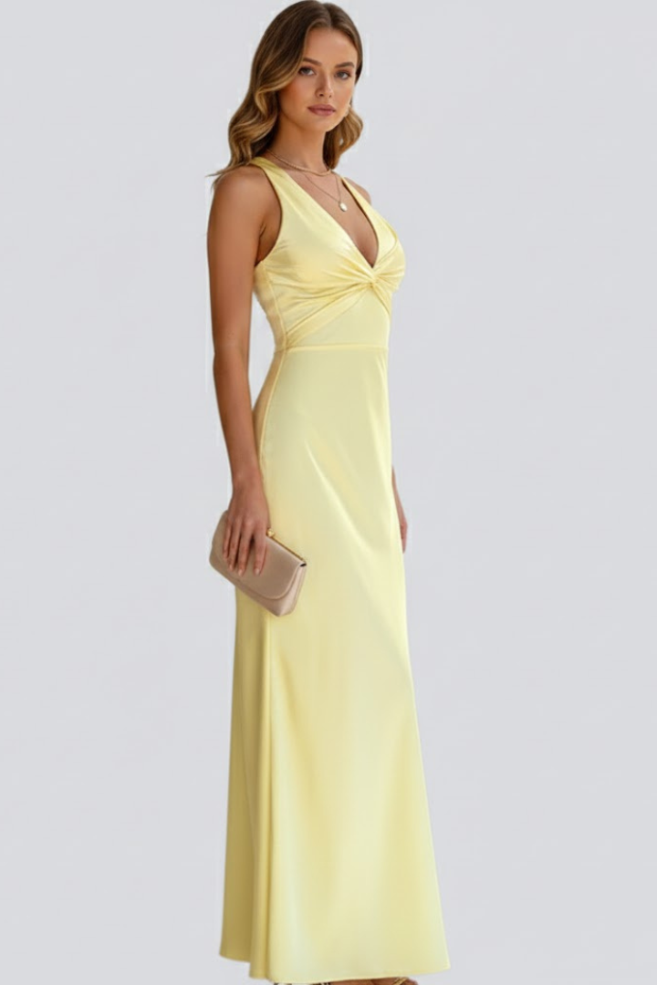 Women's Sleeveless Maxi Dress – V-Neck Occasion Dress