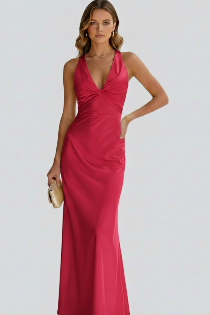 Women's Sleeveless Maxi Dress – V-Neck Occasion Dress