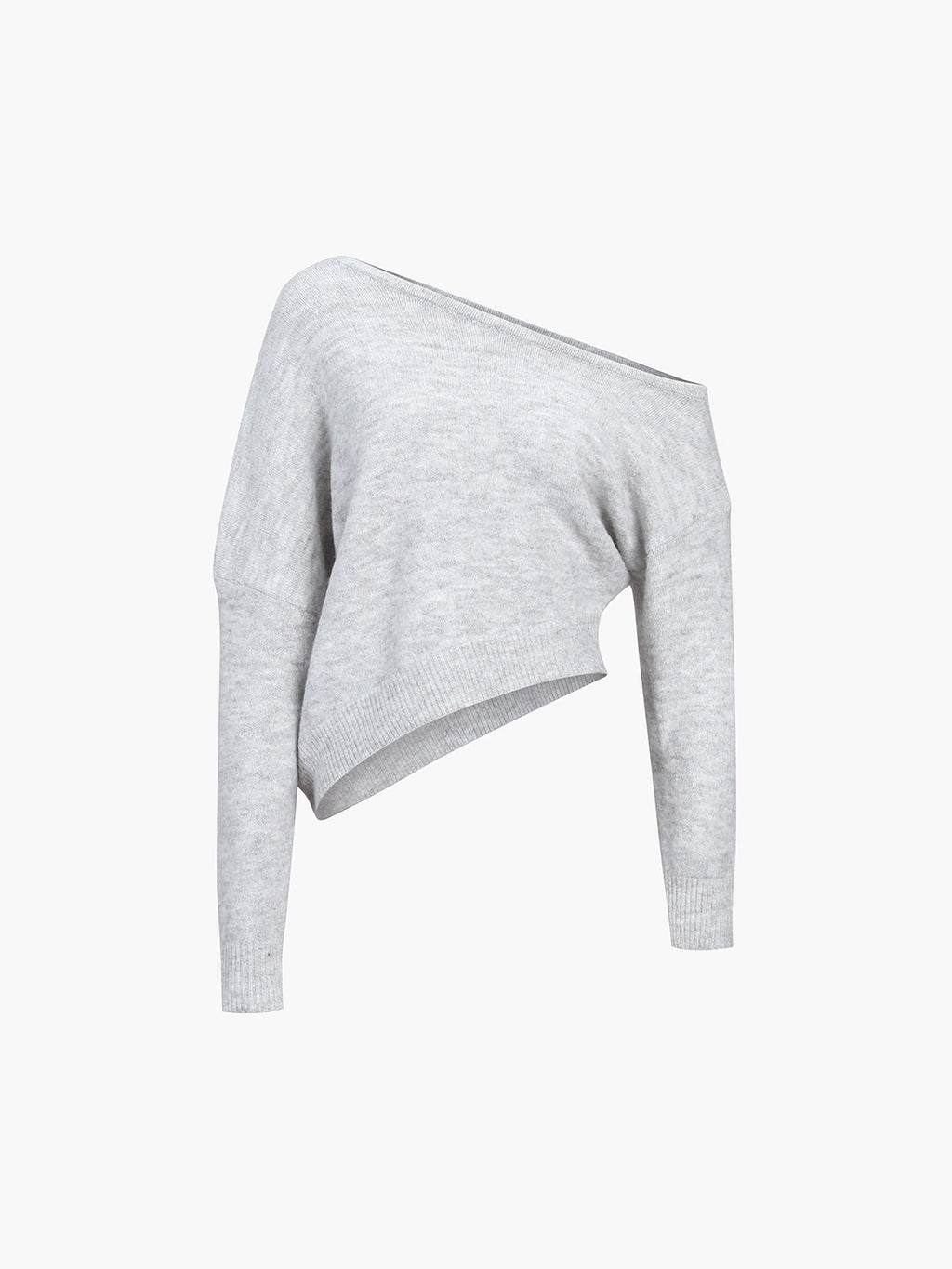 Women's Cropped One Shoulder Sweater – Asymmetrical Ribbed Long Sleeve Pullover