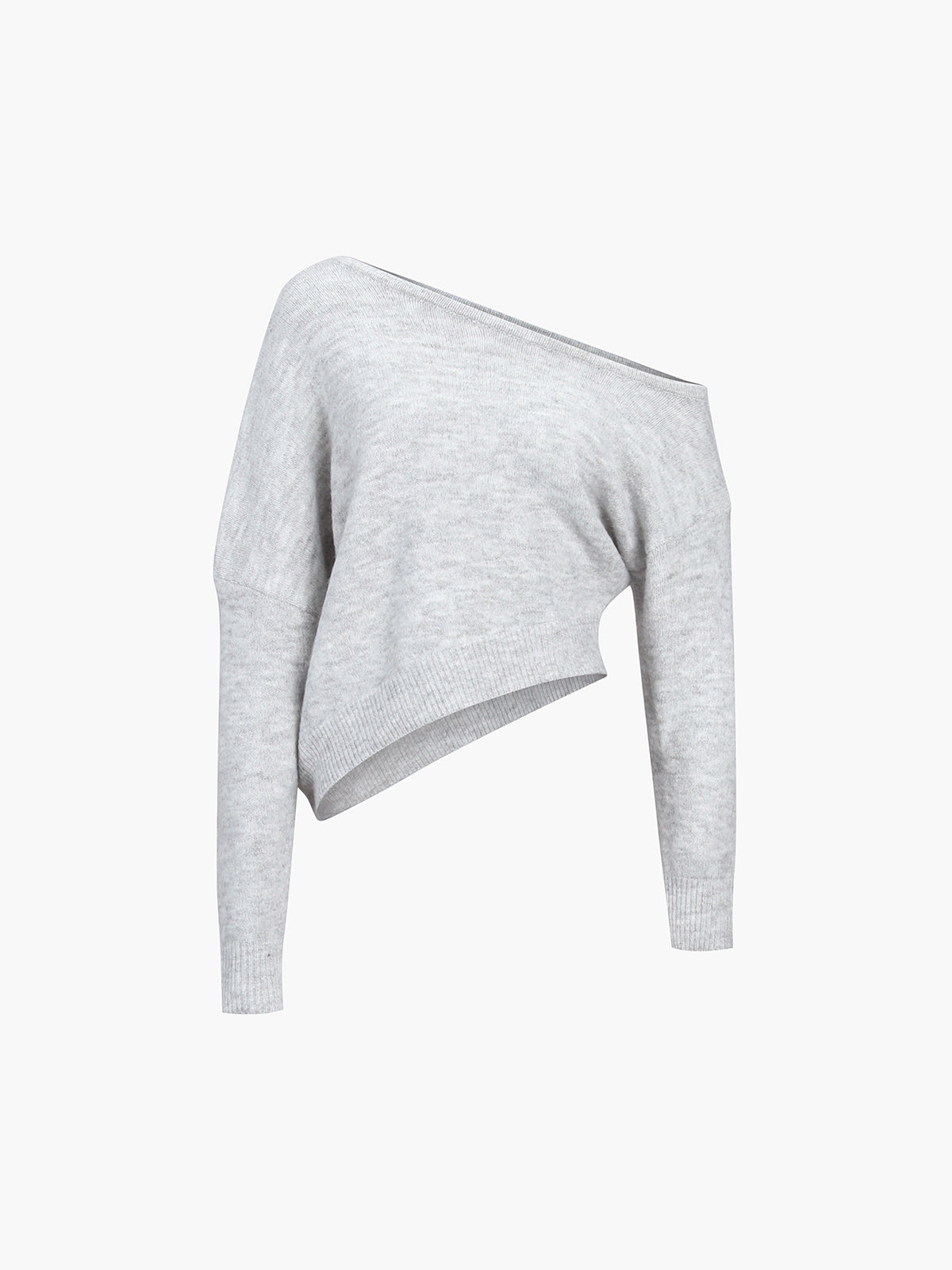 Women's Cropped One Shoulder Sweater – Asymmetrical Ribbed Long Sleeve Pullover