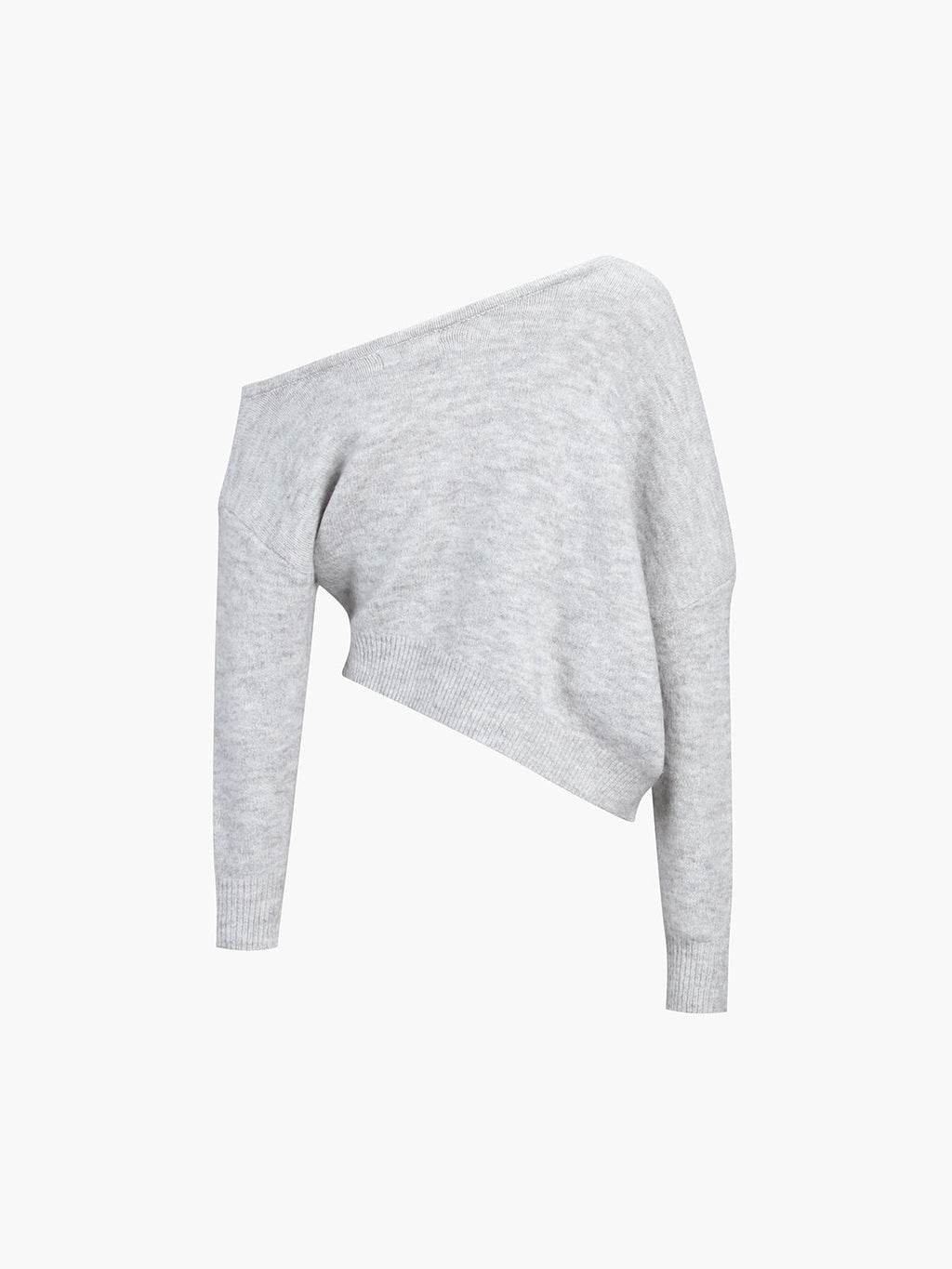 Women's Cropped One Shoulder Sweater – Asymmetrical Ribbed Long Sleeve Pullover