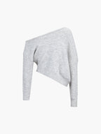 Women's Cropped One Shoulder Sweater – Asymmetrical Ribbed Long Sleeve Pullover