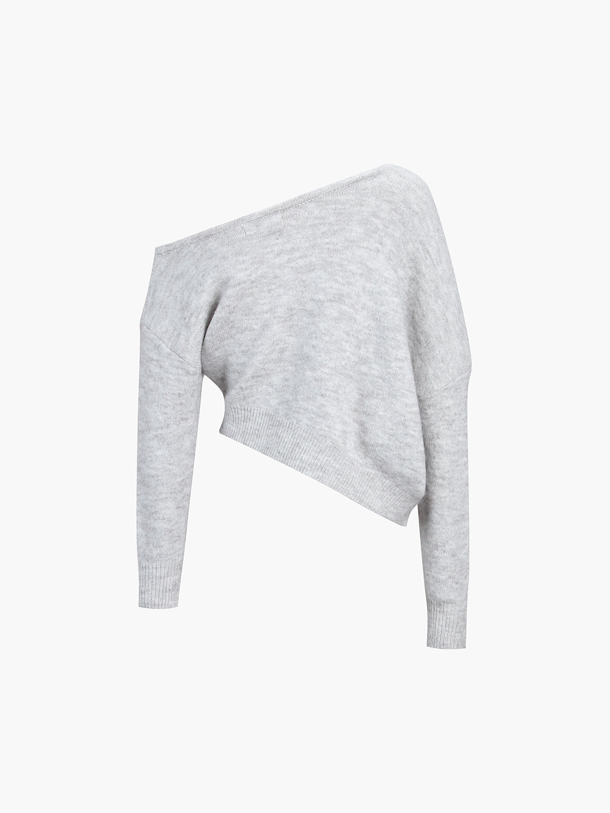 Women's Cropped One Shoulder Sweater – Asymmetrical Ribbed Long Sleeve Pullover