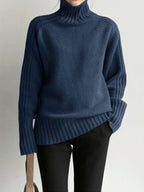 Women's Fitted High Neck Sweater – Ribbed Long Sleeve Mock Neck Pullover