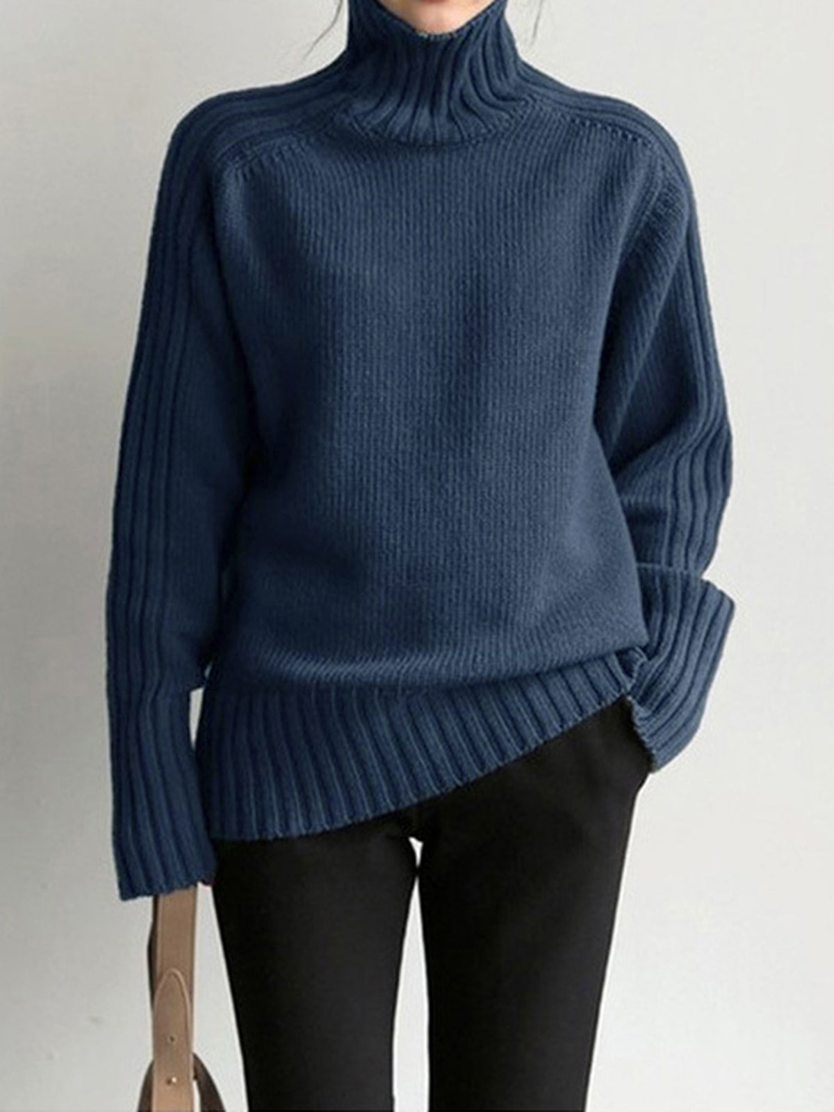 Women's Fitted High Neck Sweater – Ribbed Long Sleeve Mock Neck Pullover