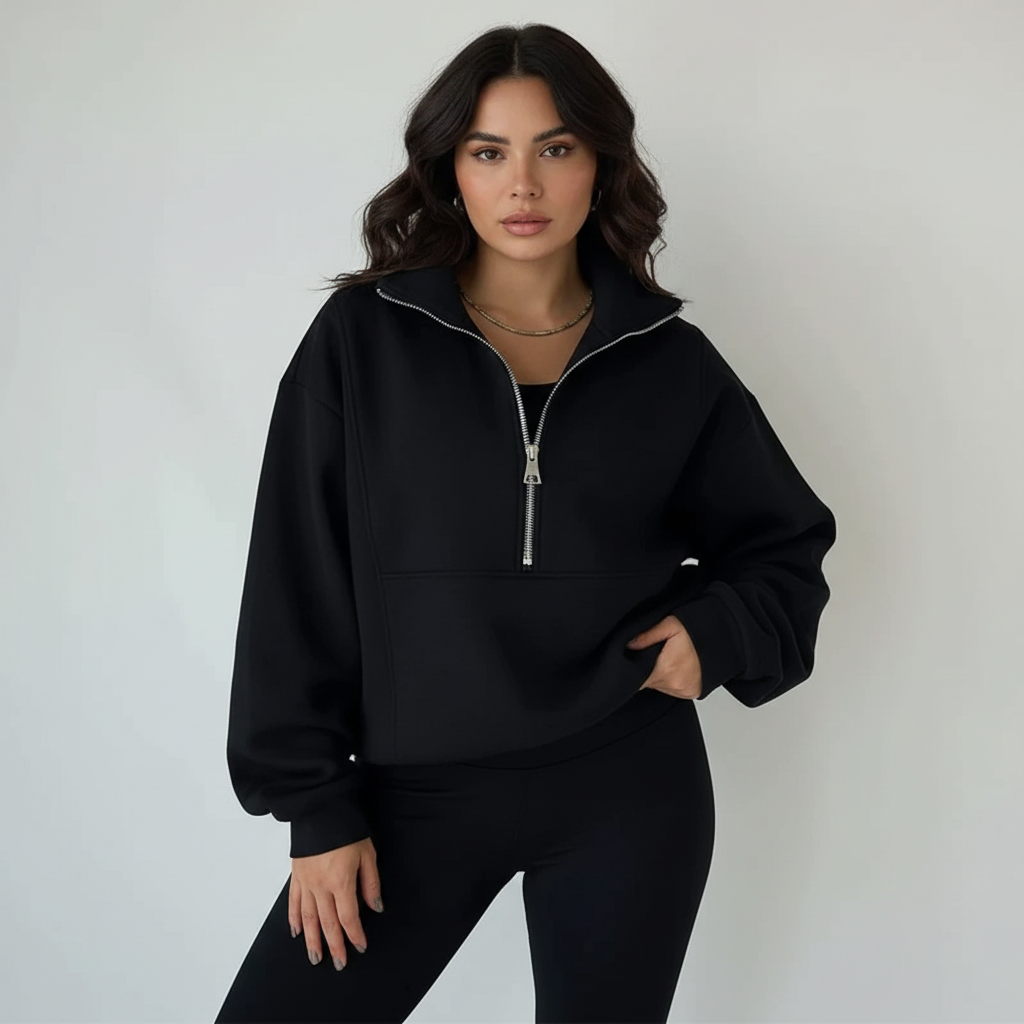 Women's Half-Zip Lounge Set – Casual Sweat Set