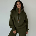 Women's Half-Zip Lounge Set – Casual Sweat Set