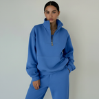 Women's Half-Zip Lounge Set – Casual Sweat Set