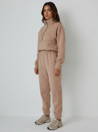 Women's Half-Zip Lounge Set – Casual Sweat Set