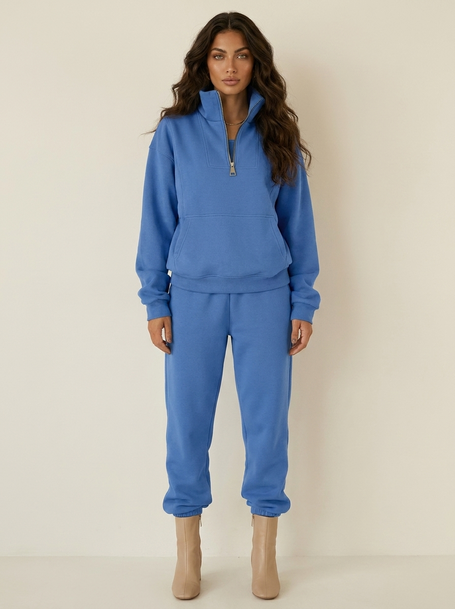 Women's Half-Zip Lounge Set – Casual Sweat Set
