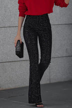 Women's High Waist Sequin Pants – Fitted Sparkly Party Trousers