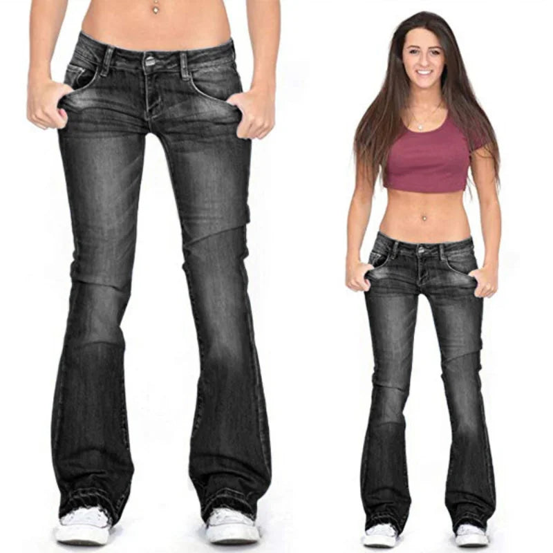 Women's Low Rise Flare Jeans – Vintage Flared Denim Jeans