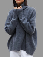 Women's Oversized Turtleneck Sweater – Relaxed High Neck Pullover