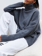 Women's Oversized Turtleneck Sweater – Relaxed High Neck Pullover