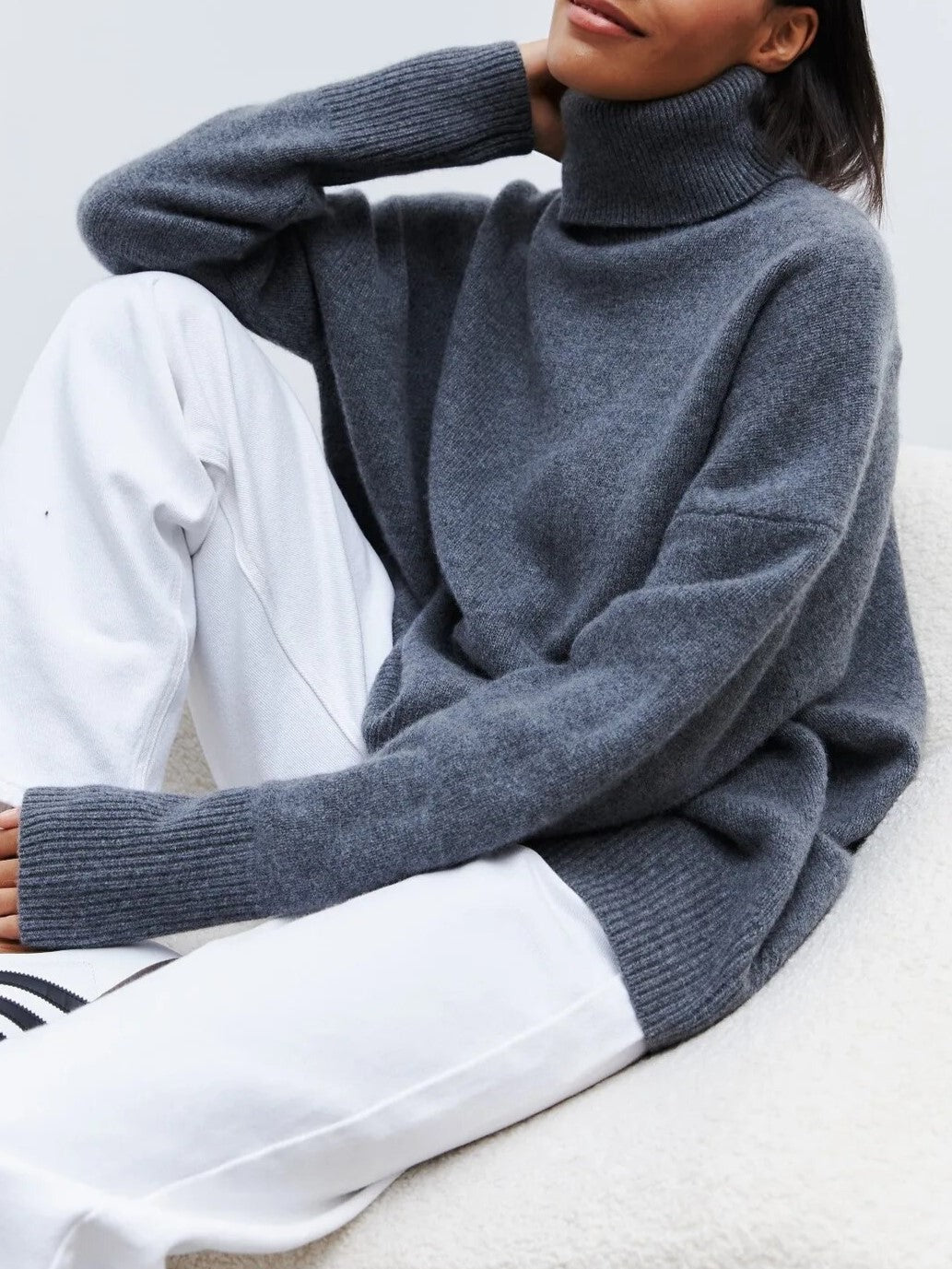 Women's Oversized Turtleneck Sweater – Relaxed High Neck Pullover