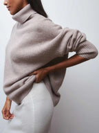 Women's Oversized Turtleneck Sweater – Relaxed High Neck Pullover