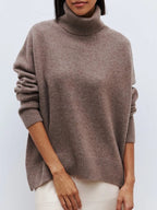 Women's Oversized Turtleneck Sweater – Relaxed High Neck Pullover