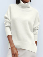 Women's Oversized Turtleneck Sweater – Relaxed High Neck Pullover