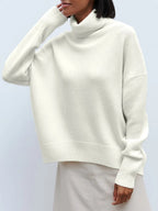 Women's Oversized Turtleneck Sweater – Relaxed High Neck Pullover