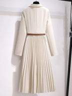 Women's Pleated Midi Dress – Blazer Style Dress