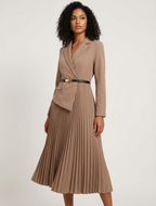 Women's Pleated Midi Dress – Blazer Style Dress
