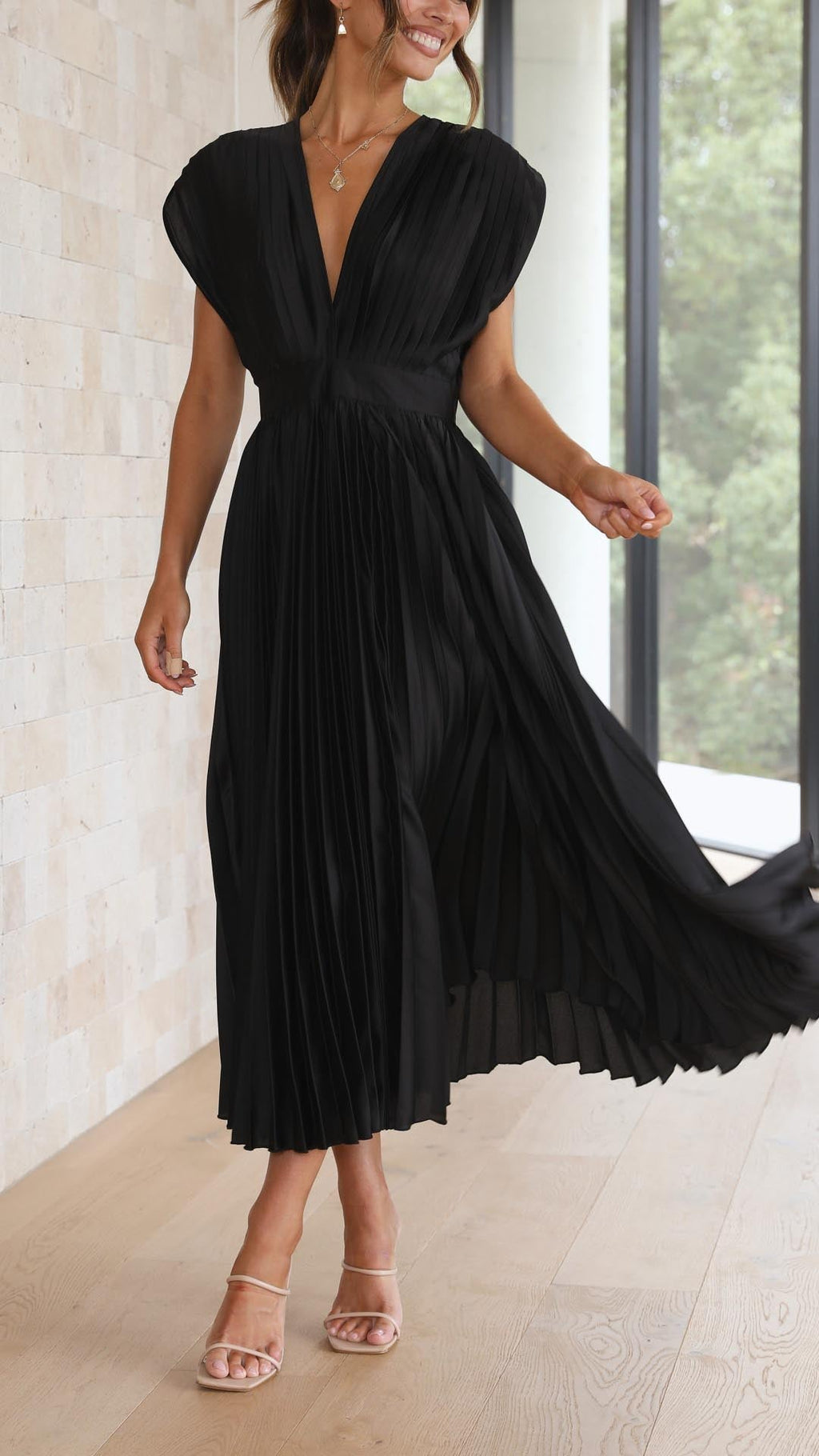 Women's Wedding Guest Dress – Pleated Maxi Dress – Eliza