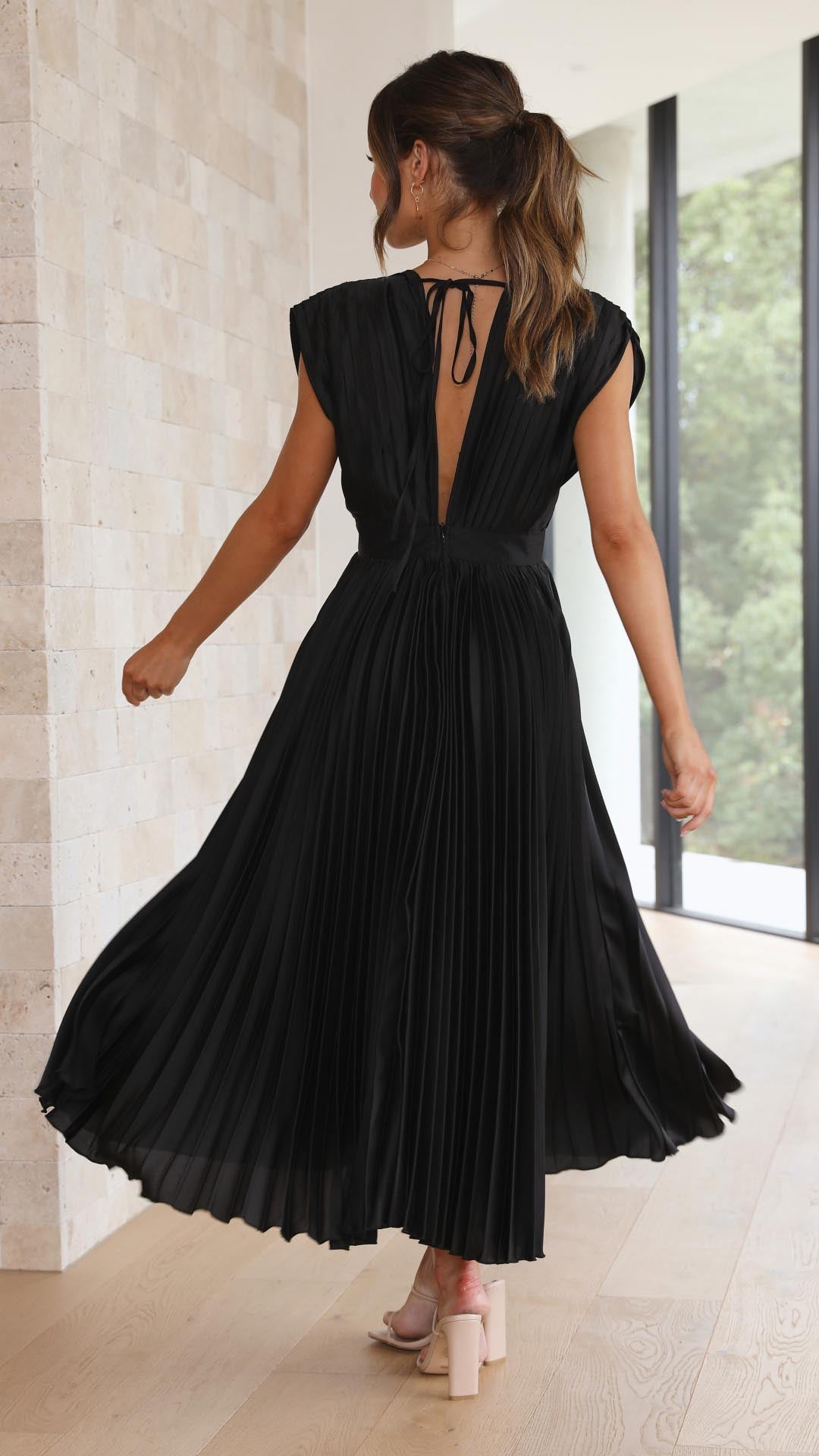 Women's Wedding Guest Dress – Pleated Maxi Dress – Eliza