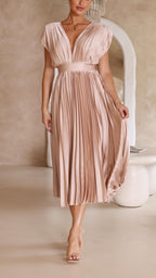 Women's Pleated Maxi Dress – Elegant Occasion Dress
