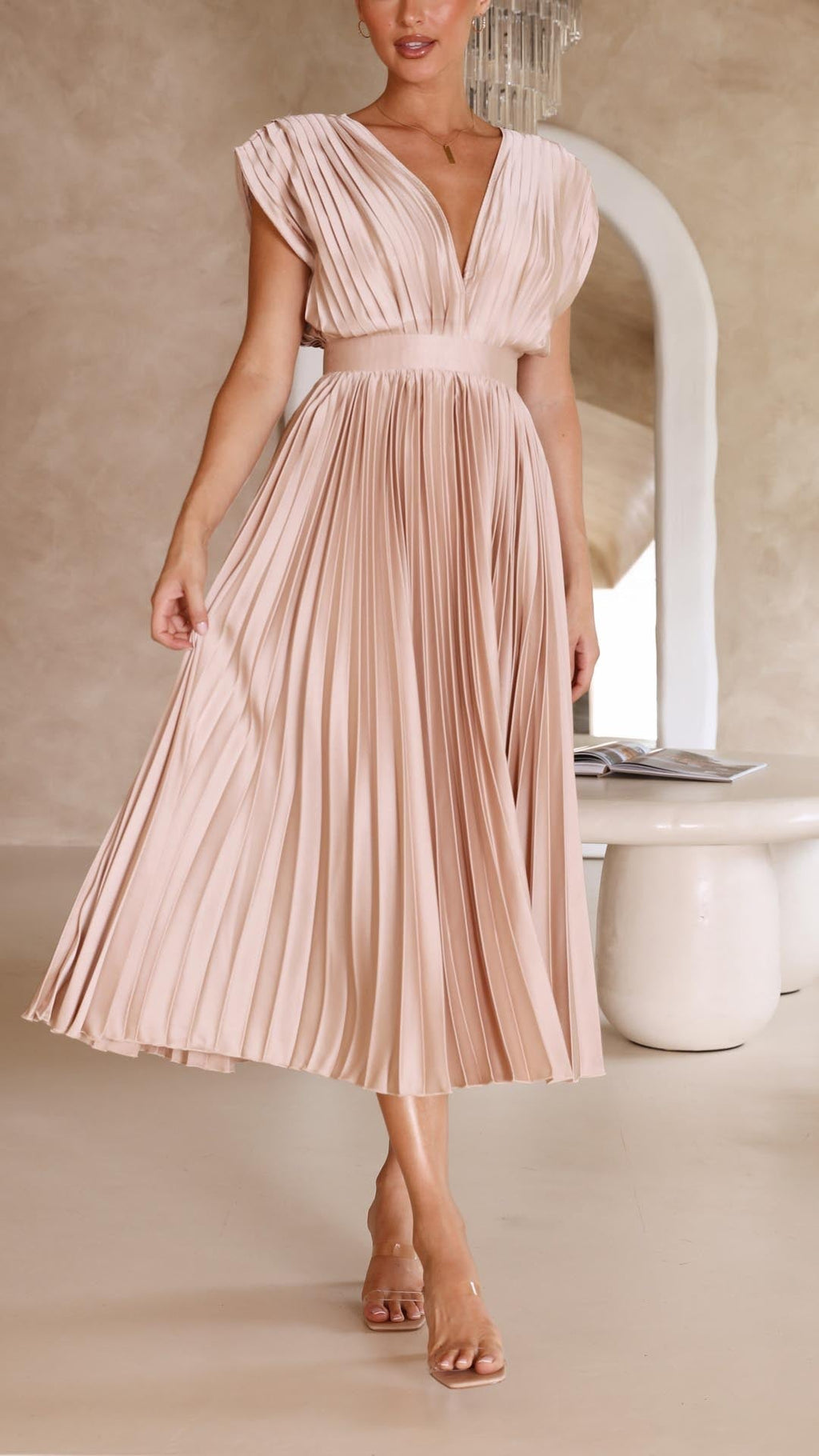 Women's Wedding Guest Dress – Pleated Maxi Dress – Eliza