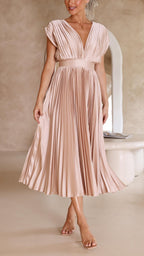 Women's Wedding Guest Dress – Pleated Maxi Dress – Eliza