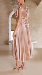Women's Wedding Guest Dress – Pleated Maxi Dress – Eliza