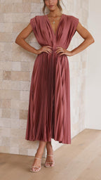 Women's Wedding Guest Dress – Pleated Maxi Dress – Eliza