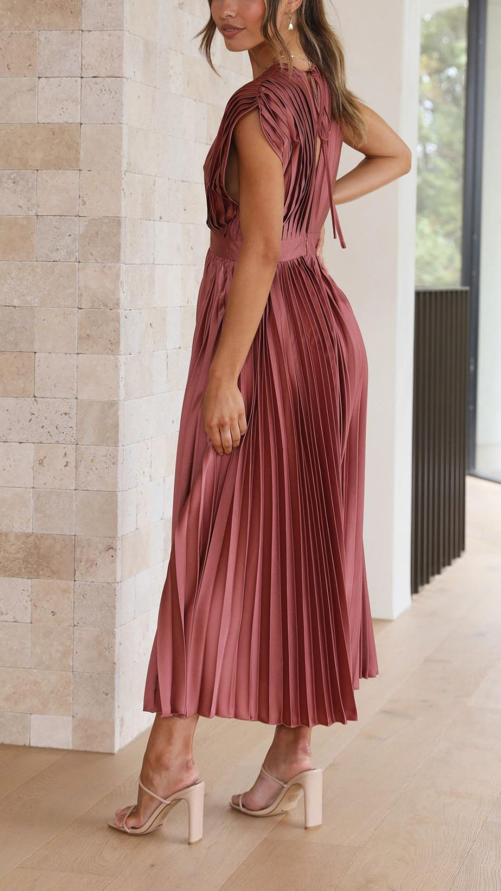 Women's Wedding Guest Dress – Pleated Maxi Dress – Eliza