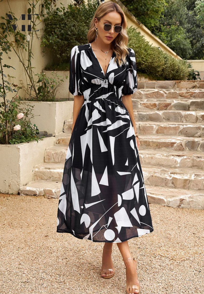 Women's Floral Midi Dress – Elegant Occasion Dress – Olivia