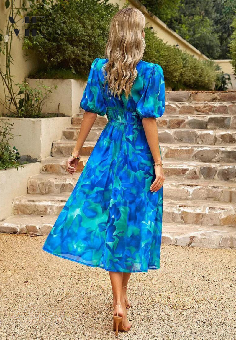 Women's Floral Midi Dress – Elegant Occasion Dress – Olivia