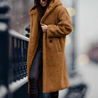 Women's Fluffy Hooded Winter Coat – Longline Cold Weather Jacket