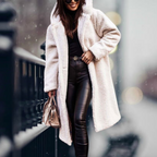 Women's Fluffy Hooded Winter Coat – Longline Cold Weather Jacket