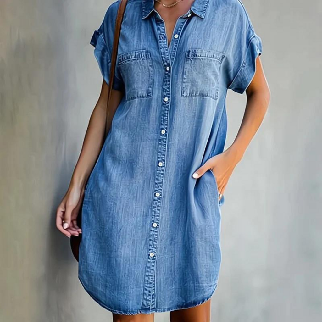 Women's Midi Dress – Casual Denim Look Dress – Mireya