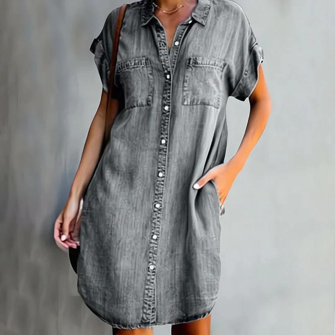 Women's Midi Dress – Casual Denim Look Dress – Mireya