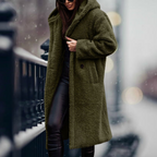 Women's Fluffy Hooded Winter Coat – Longline Cold Weather Jacket