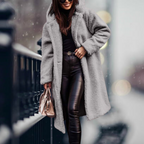 Women's Fluffy Hooded Winter Coat – Longline Cold Weather Jacket